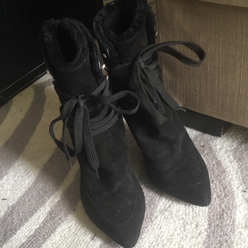 IRO Kitmei Shearling Lace up black boots